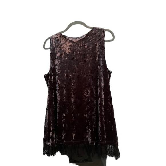 Logo By Lori Goldstein Tank Top Large Long Line Purple With Lace Hem Boho - Picture 3 of 8